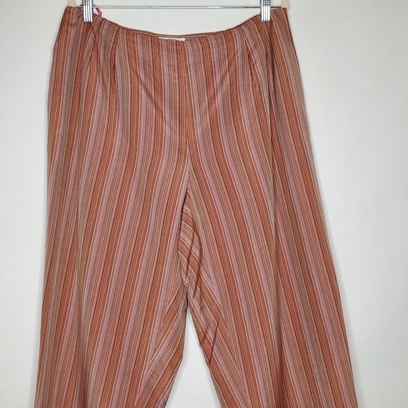 Talbots Woman Silk Blend Ankle Pants 16W Striped Hi-Rise Lined Stretch Waist - Picture 2 of 13